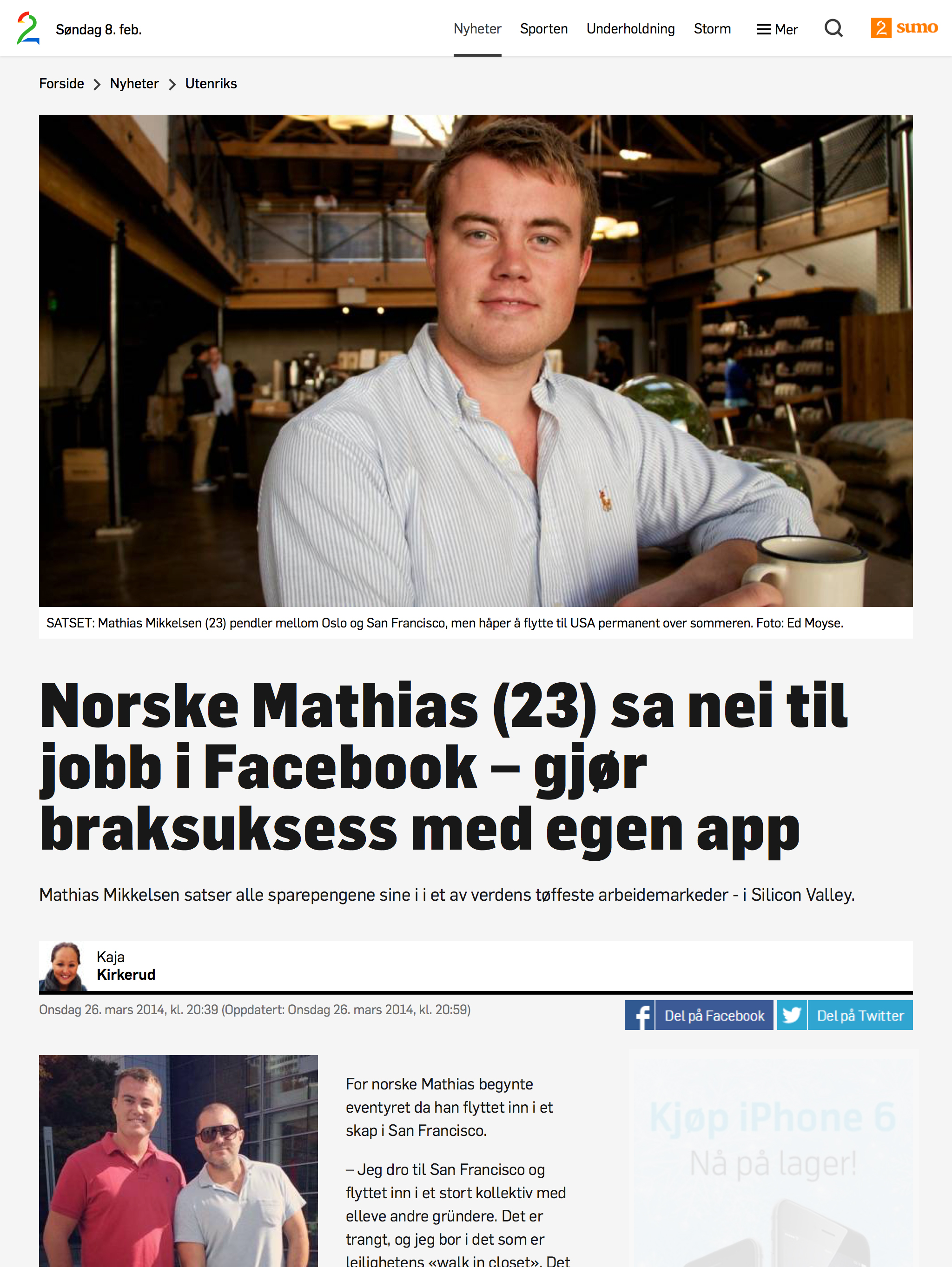 Mathias Mikkelsen TV 2 facebook